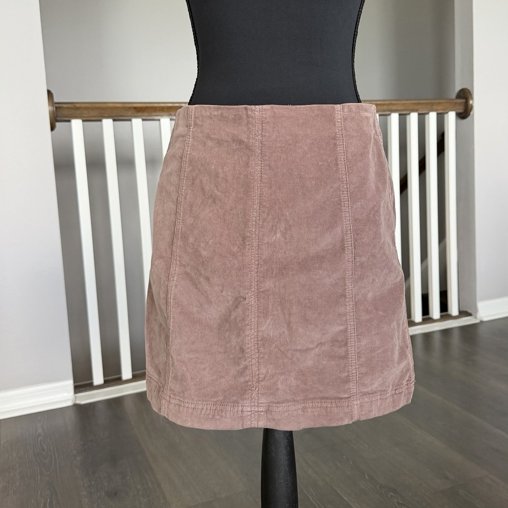 Free People Birchwood Taupe Brown Corduroy Femme Mini Skirt 10 Western Grunge